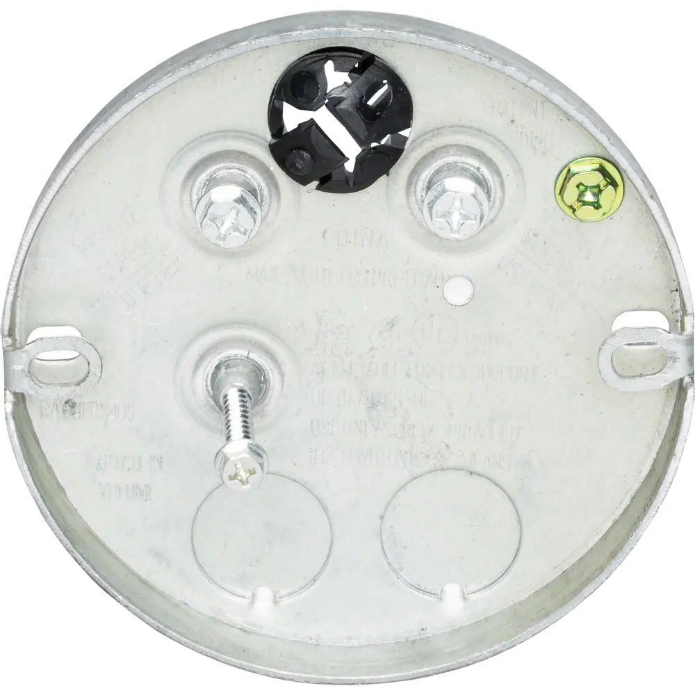 6.0 Cu. In. Steel Pan Fan & Fixture Mounting Box, For 1/2” or 5/8” Drywall