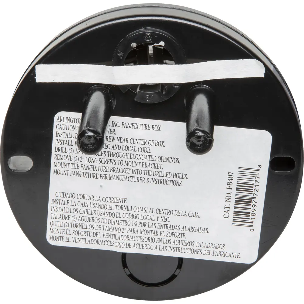 8.0 Cu. In. Fan & Fixture Mounting Box, Plastic, Black