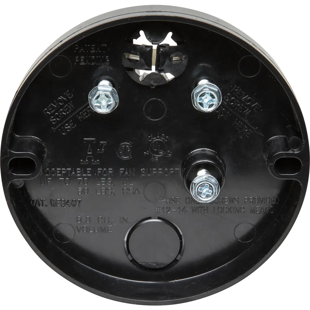 8.0 Cu. In. Fan & Fixture Mounting Box, Plastic, Black