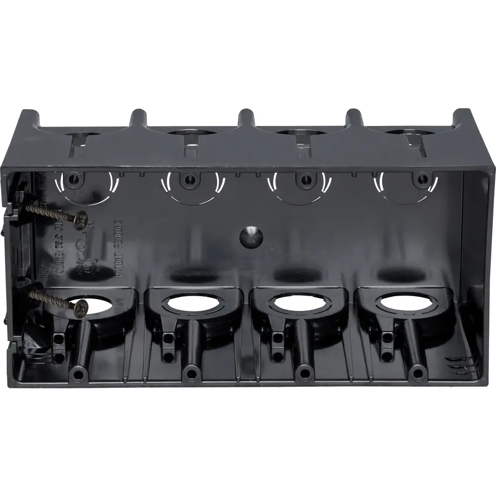 One Box™ Non-Metallic Outlet Box, Four-Gang, Black