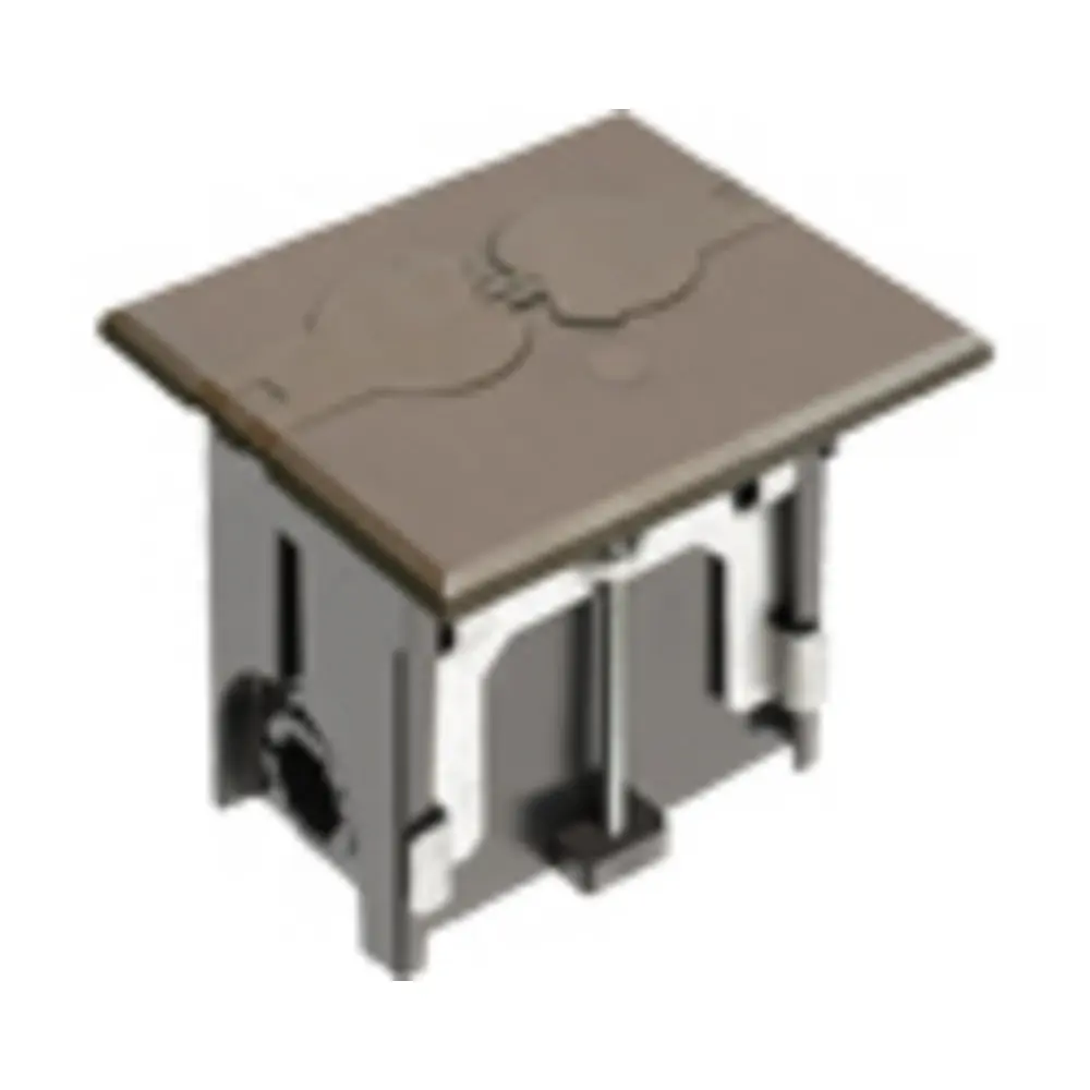 Single-Gang Adjustable Non-Metallic Floor Box for New Floors w/ Flip Lids, Brown