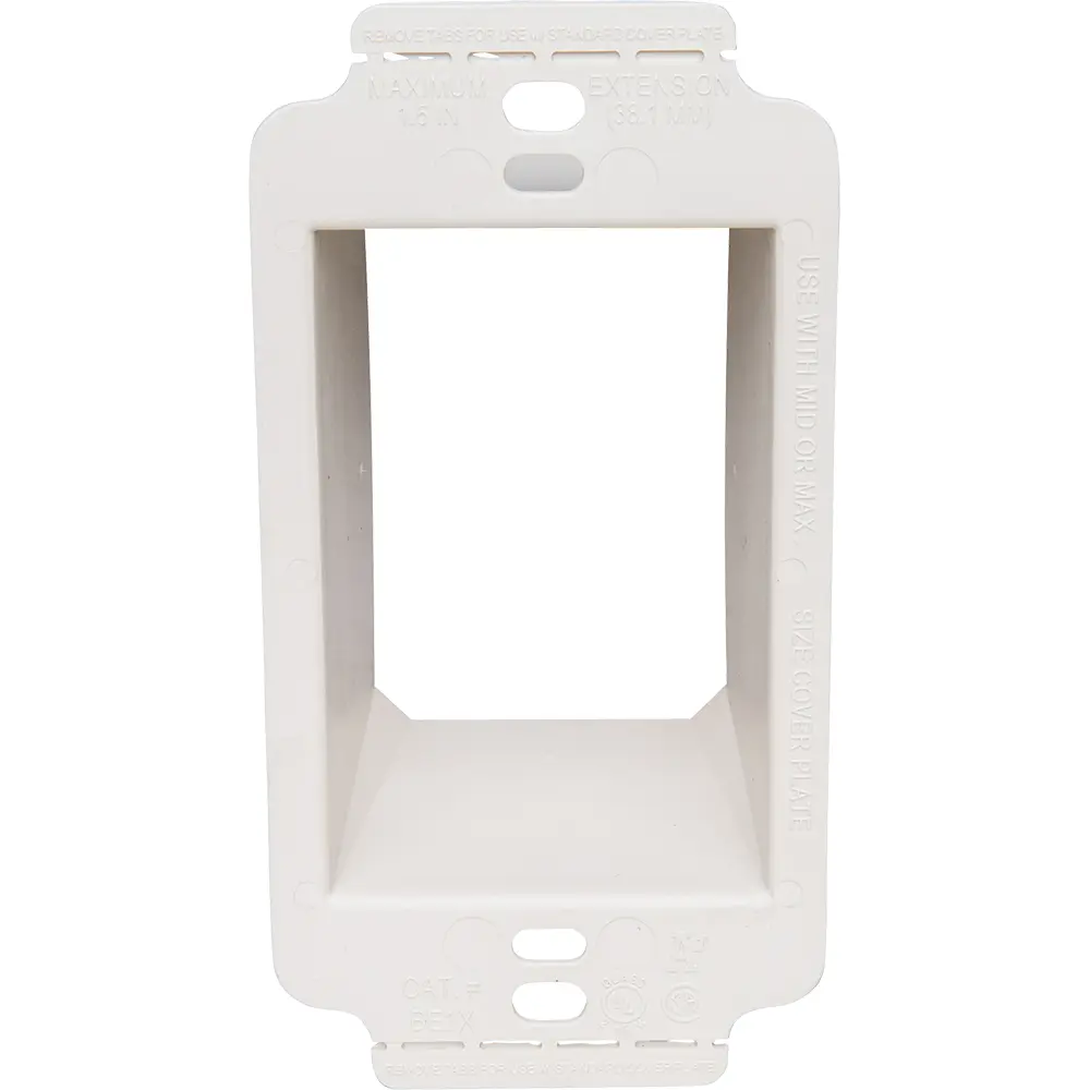 Single-Gang Box Extender w/ Larger Flange, White 2 Single-Gang Box Extender w/ Larger Flange, White