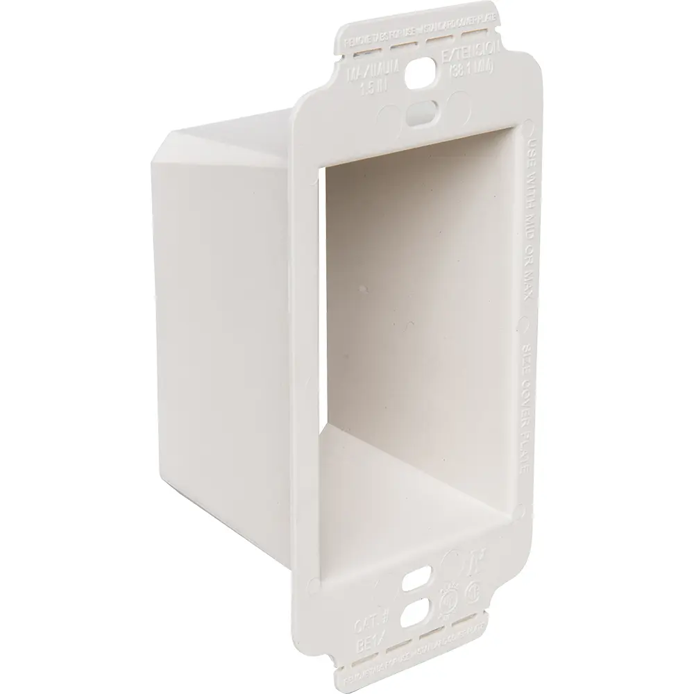Single-Gang Box Extender w/ Larger Flange, White 3 Single-Gang Box Extender w/ Larger Flange, White