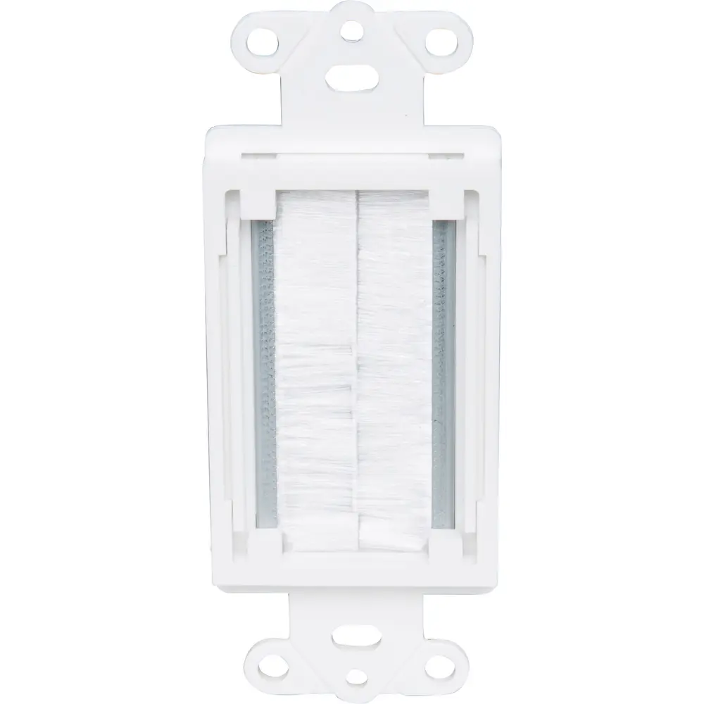 Single-Gang Cable Entry Device w/ Brush-Style Opening, Plastic, White