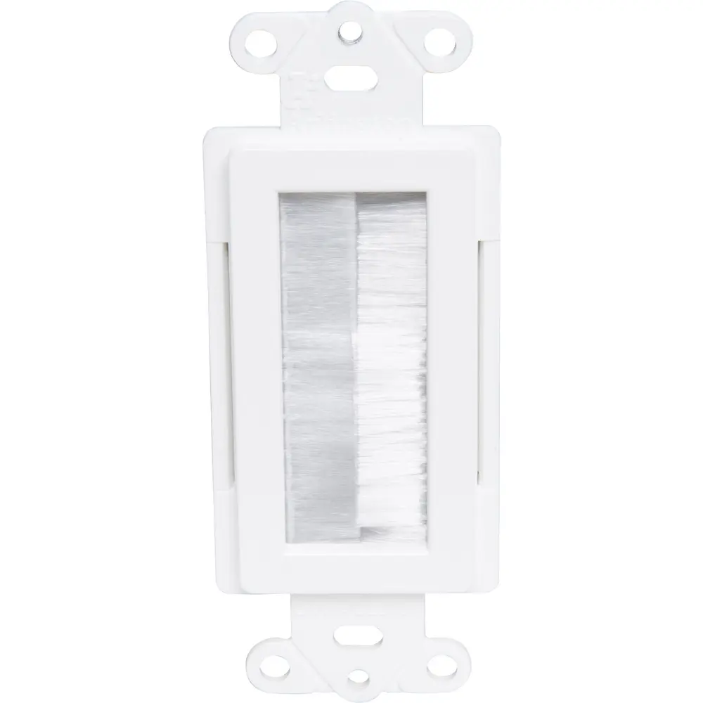 Single-Gang Cable Entry Device w/ Brush-Style Opening, Plastic, White