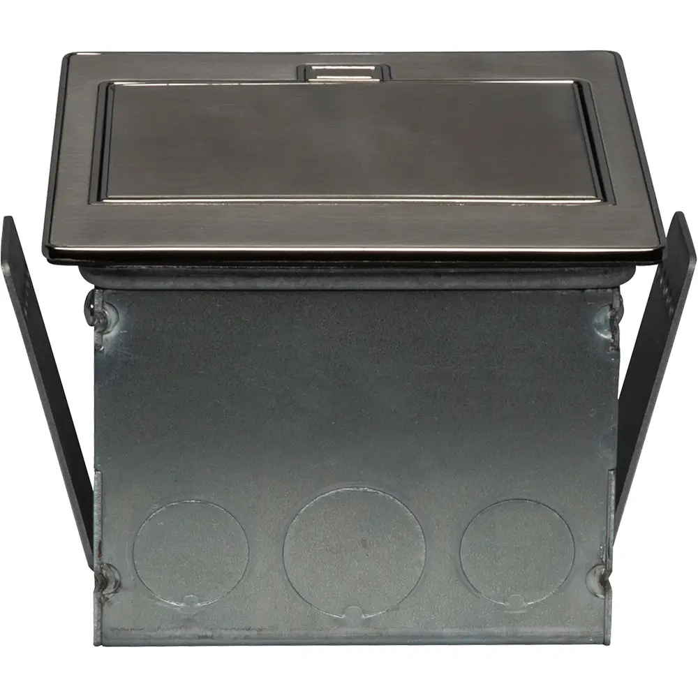 Single-Gang Countertop Box, 20A Decorator, (2) USB Ports, Stainless Steel