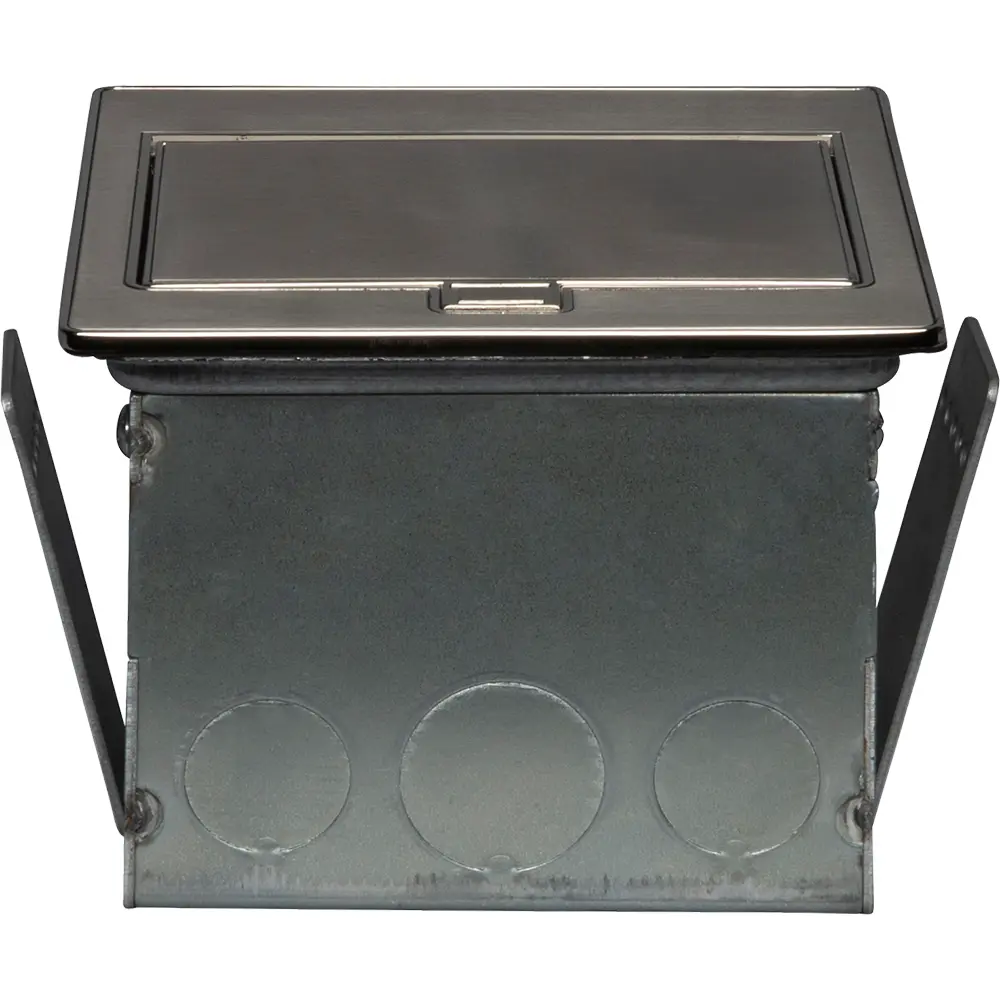 Single-Gang Countertop Box, 20A Decorator, (2) USB Ports, Stainless Steel
