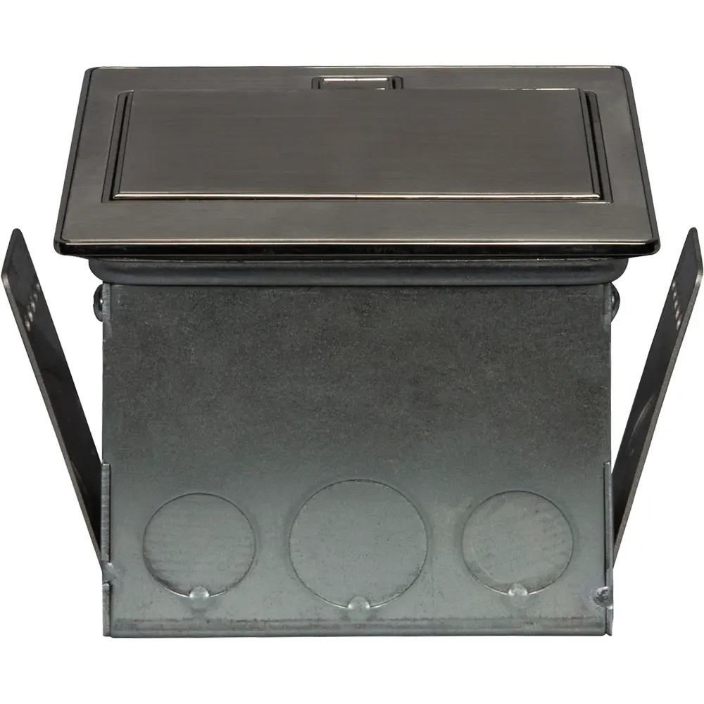 Single-Gang Countertop Box w/ Gasket, 20A Tamper-Resistant Decorator, GFCI, Stainless Steel