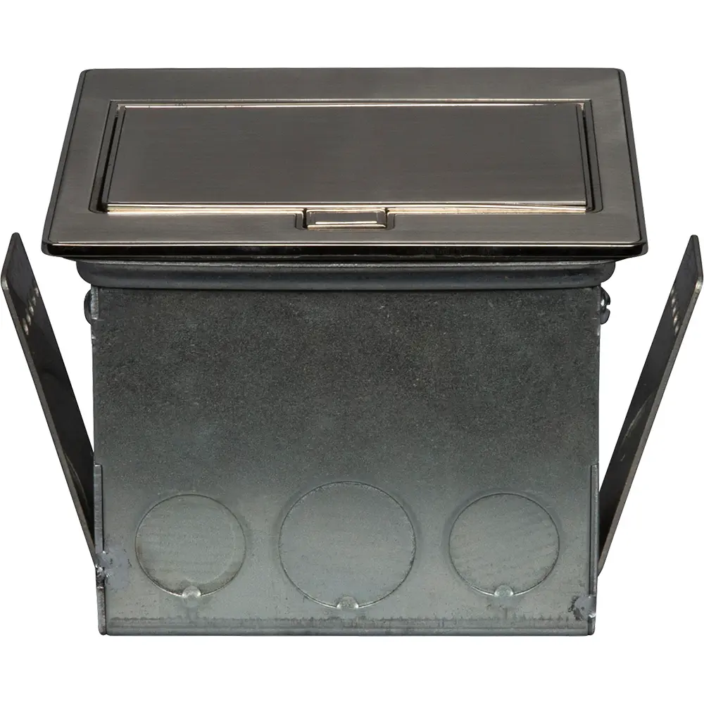 Single-Gang Countertop Box w/ Gasket, 20A Tamper-Resistant Decorator, GFCI, Stainless Steel