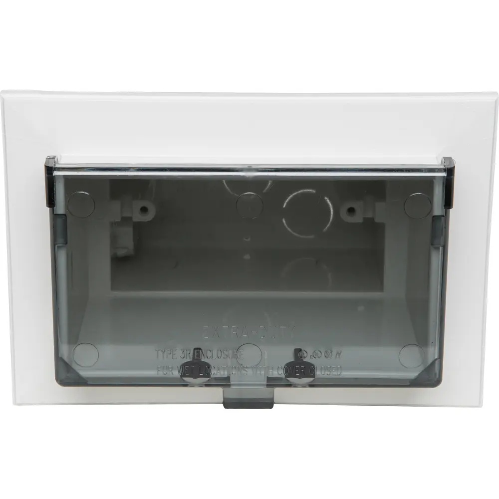 Single-Gang Low Profile InBox™ for New Brick Construction, White w/ Clear Cover