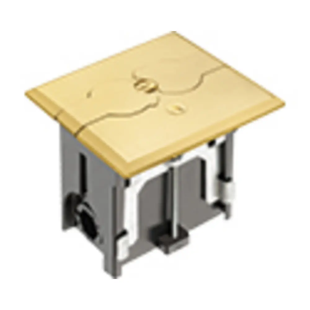 Single-Gang Metallic Adjustable Floor Box w/ Flip Lids, Brass